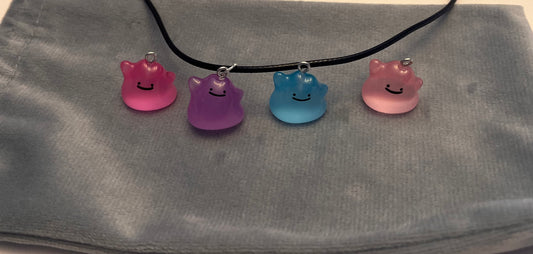 Luminous Ditto Necklace Pokémon Jewelry Pokopia Ditto Pendant Video Game Necklace for Pokémon Fan Shiny Ditto Glow in the dark Nintendo merch