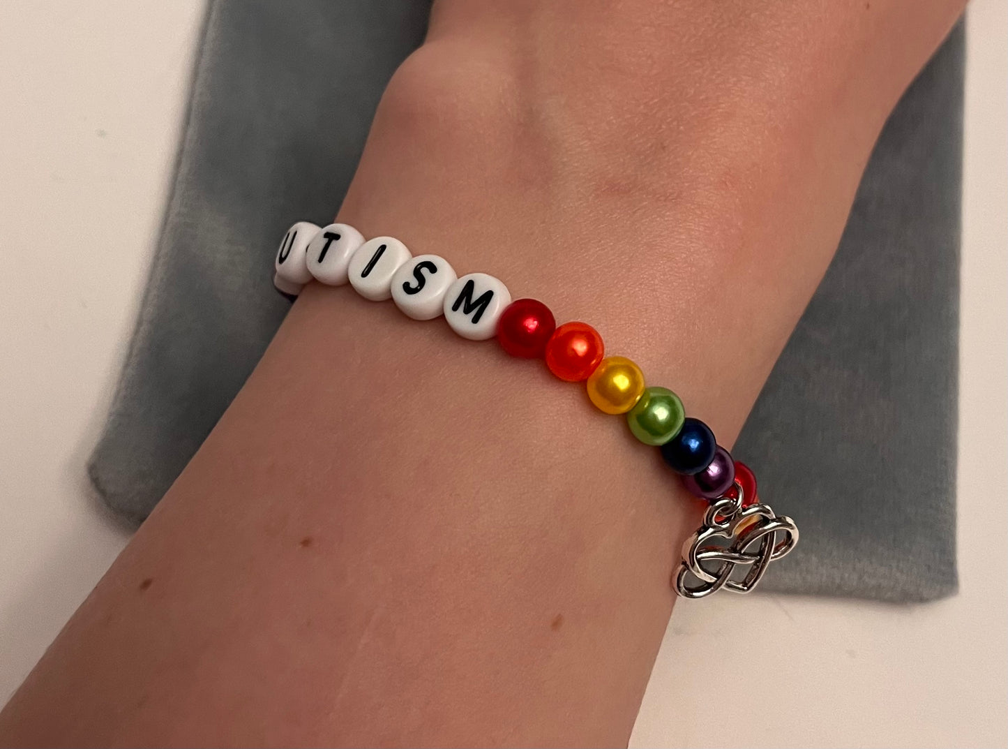 Autism Bracelet Elastic Beaded Bracelet Autism Awareness ASD Jewelry Autistic Bracelet Rainbow Colors