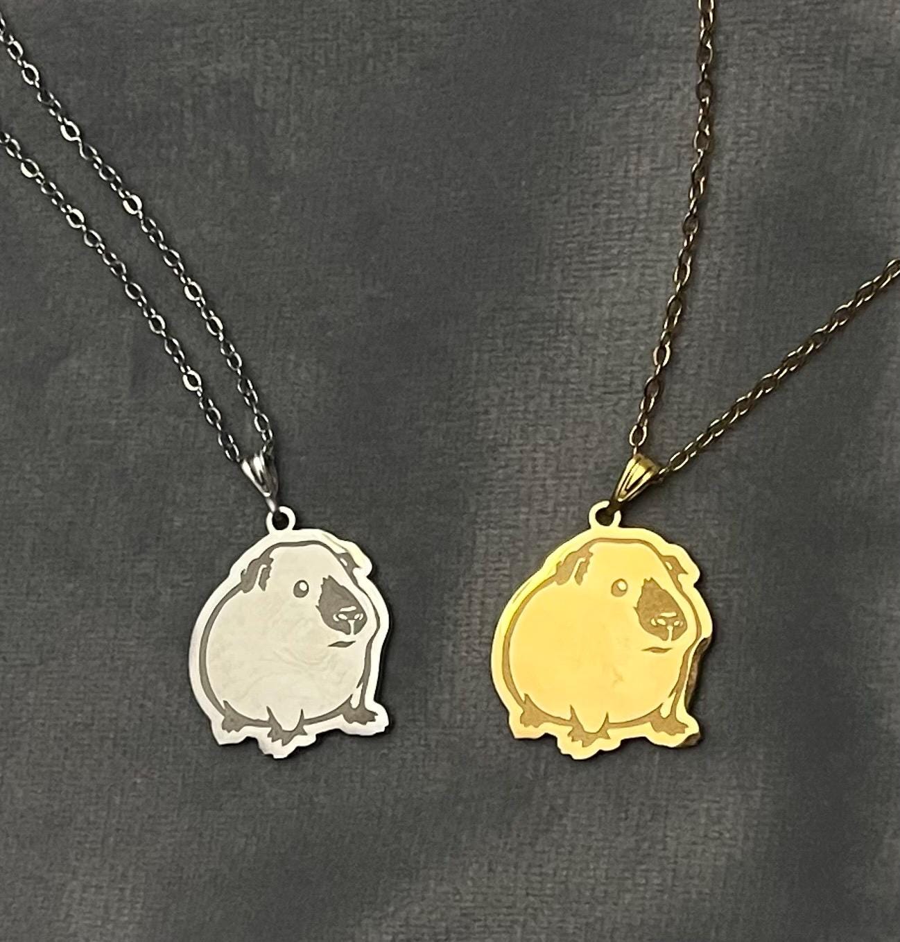 Guinea Pig Necklace Silver Gold Imitation Necklace for Guinea Pig Lover Gift for Guinea Pig Owner I love Guinea Pigs Jewelry