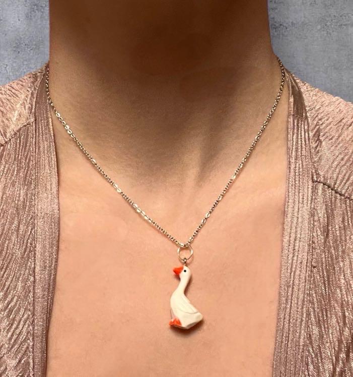 Goose Necklace Garlic Goose Charm Swan Garlic Shape Funny Geese Jewelry