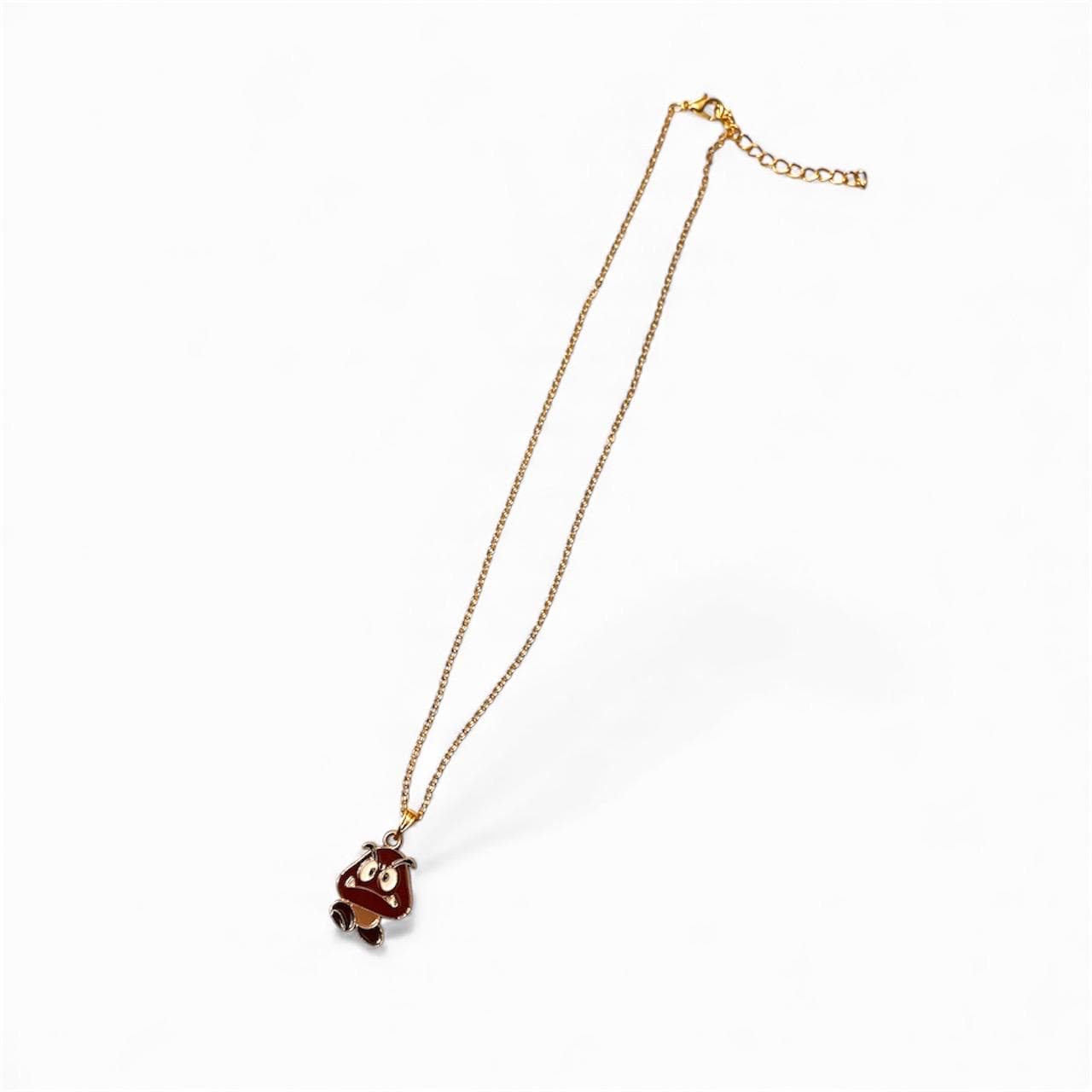 Nintendo Goomba Necklace with Charm Nostalgic Gift for Retro Gamer Handmade Video Game Jewelry Goomba Pendant Gold Goomba Charm