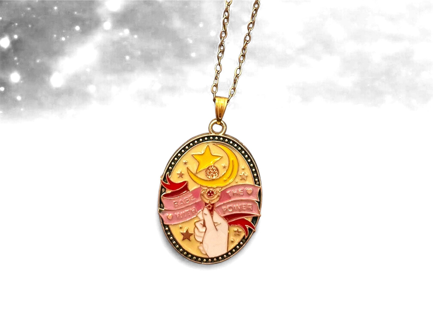Sailor Moon Halsband Babe With The Power Anime Smycke Present till Sailor Moon-fan Sailor Moon Merchandise Guldimitation halsband Sailor Moon