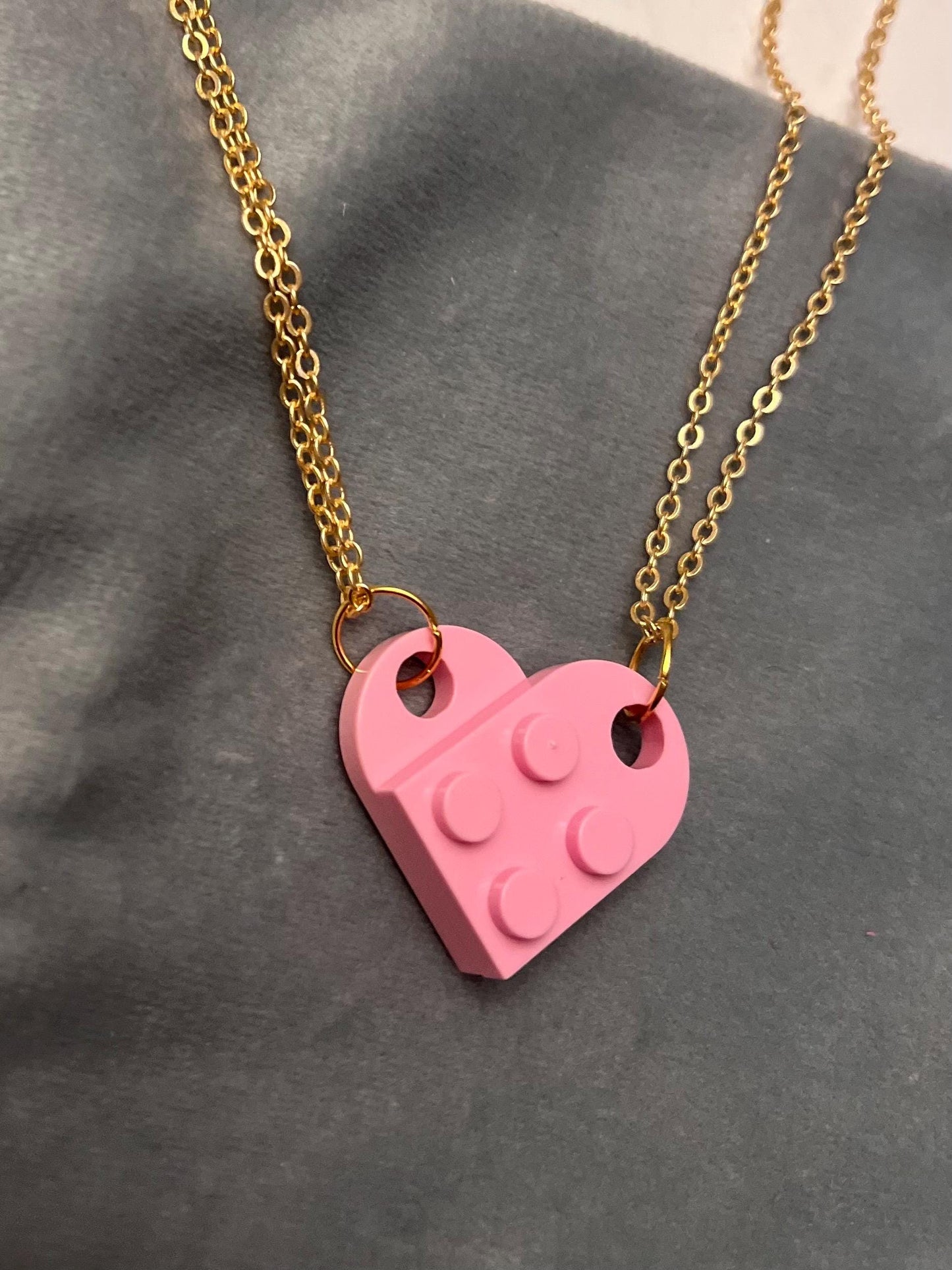Lego Hjärta halsband för Par och Bästa Vänner Halsband Guld imitation Smycken Vänskapshalsband vänskapshjärta
