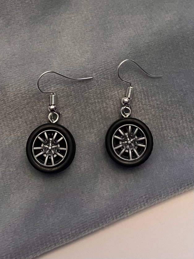 Car Tire Earrings Wheels Jewelry for Car Owner Gift for Vehicle Enthusiast Jewelry Car