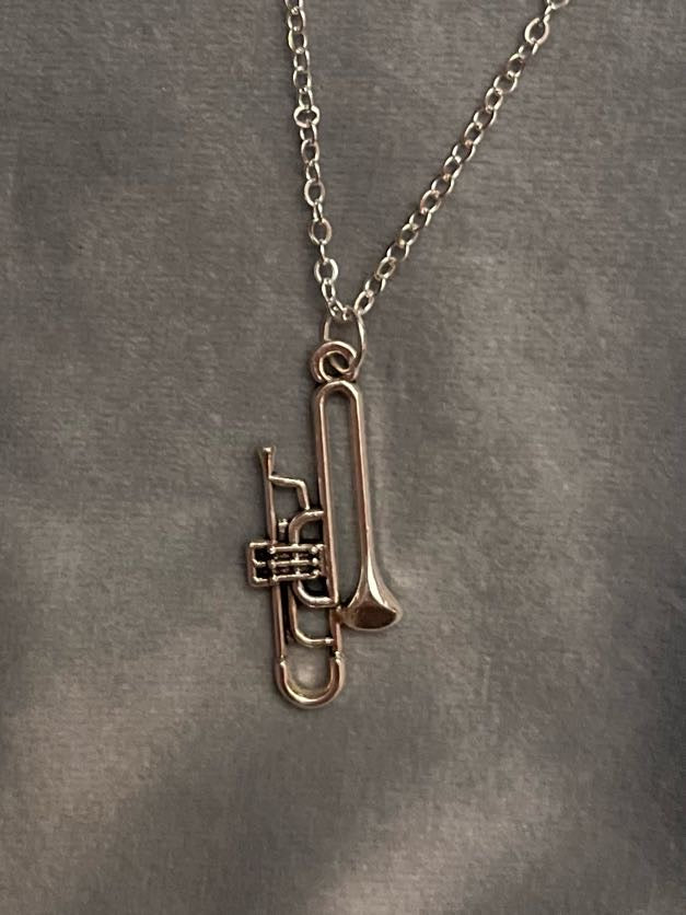 Trumpet Necklace Instrument Charm Music Necklace Silver Imitation