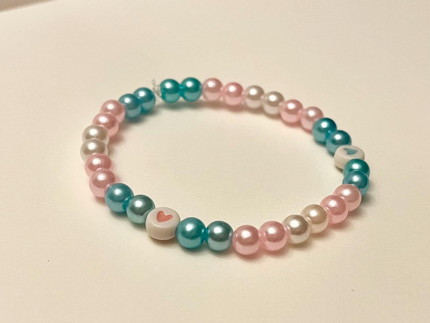 Trans Bracelet Beaded Elastic with Hearts for Pride Season LGBTQ+ Jewelry Transexual flag colors Jewelry Transexual Bracelet
