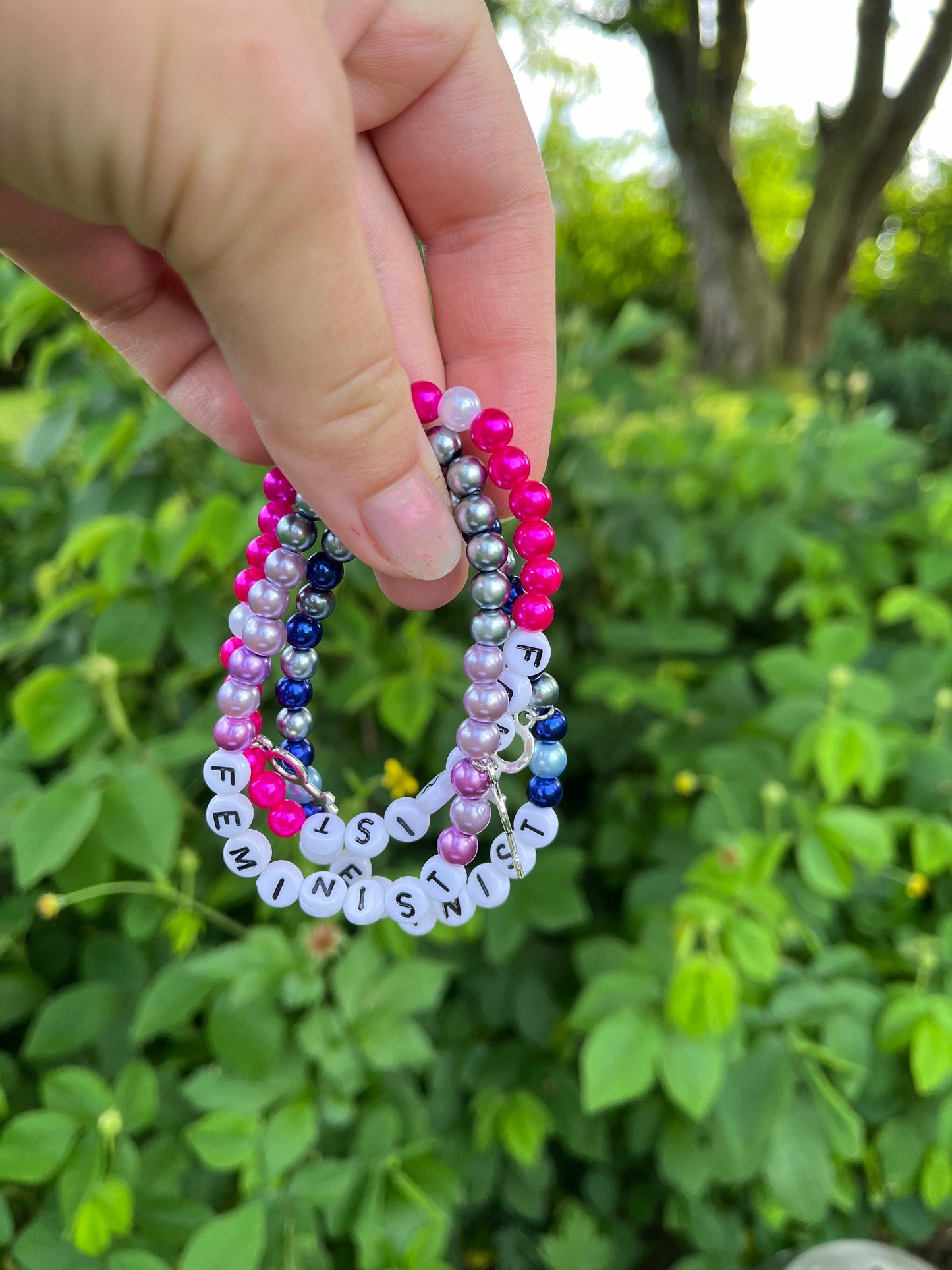 FEMINIST Bracelet Beaded Elastic Stretch Bracelet with Bead Letters Gift for Feminist Accessories Feminism Jewelry Womens Rights
