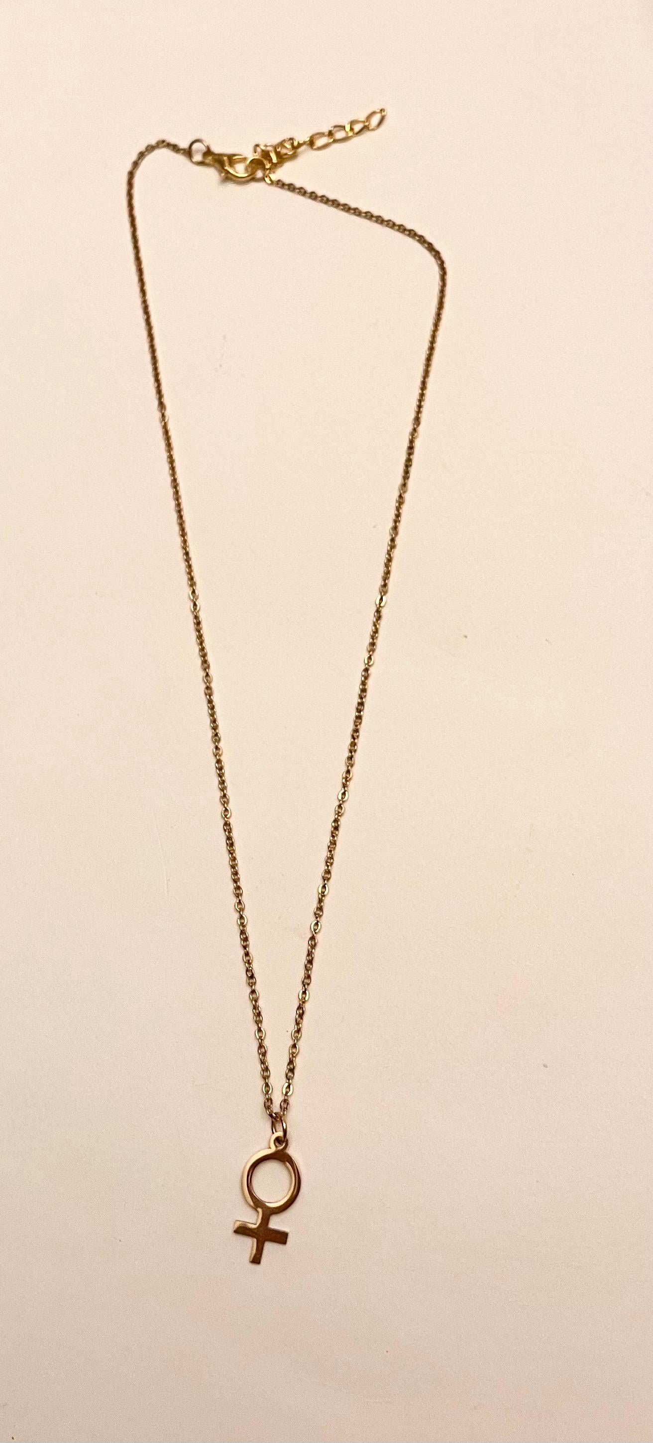 Guld Feminist Halsband Kvinnosymbol Present till Feminist Minimalistiskt Smycke Kvinna Halsband Venussymbol Guld imitation