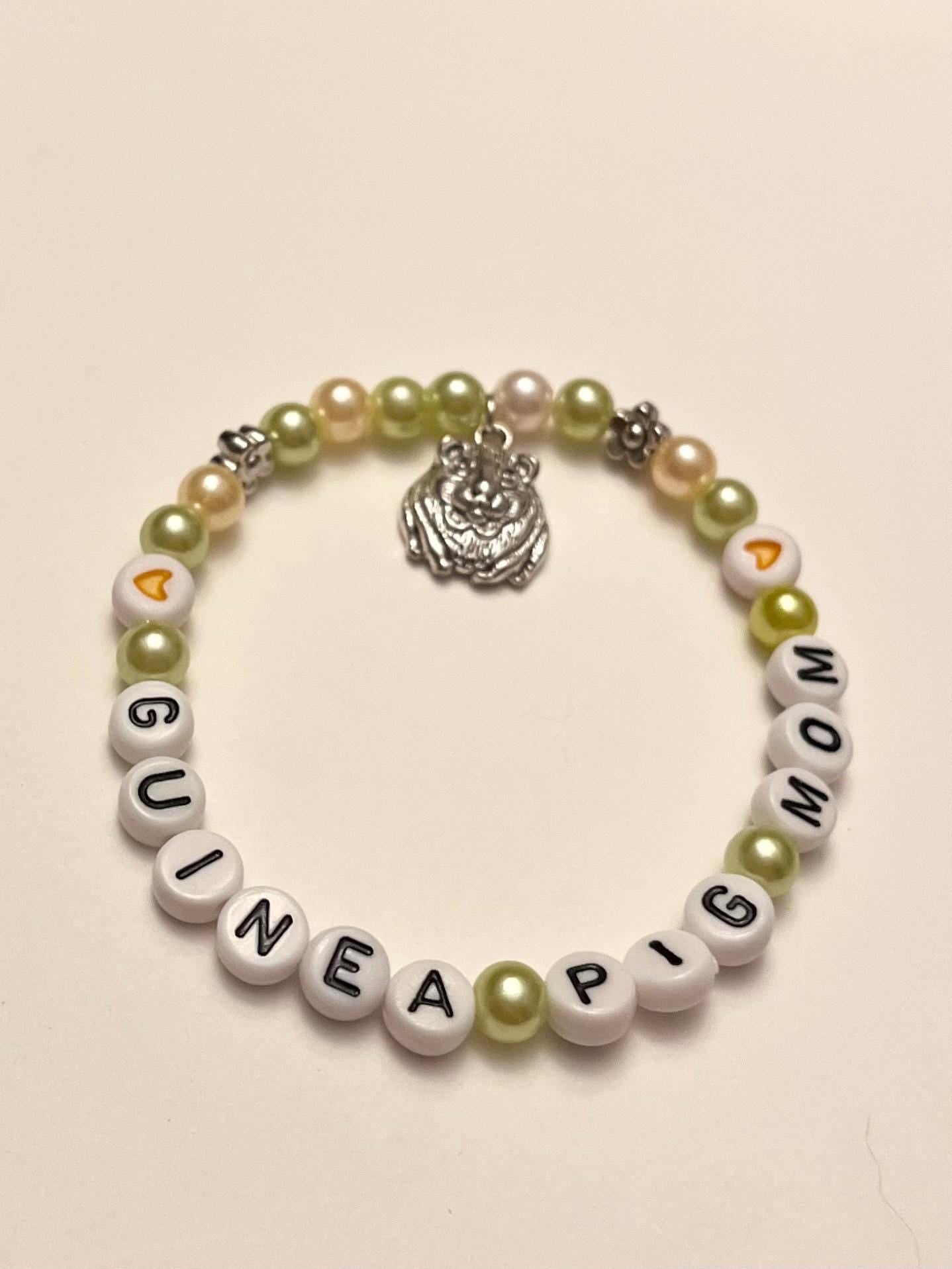 GUINEA PIG MOM Bracelet Beaded Elastic Bracelet Gift for Guinea Pig Owner Handmade Jewelry for Guinea Pig Lover I Love Guinea Pigs