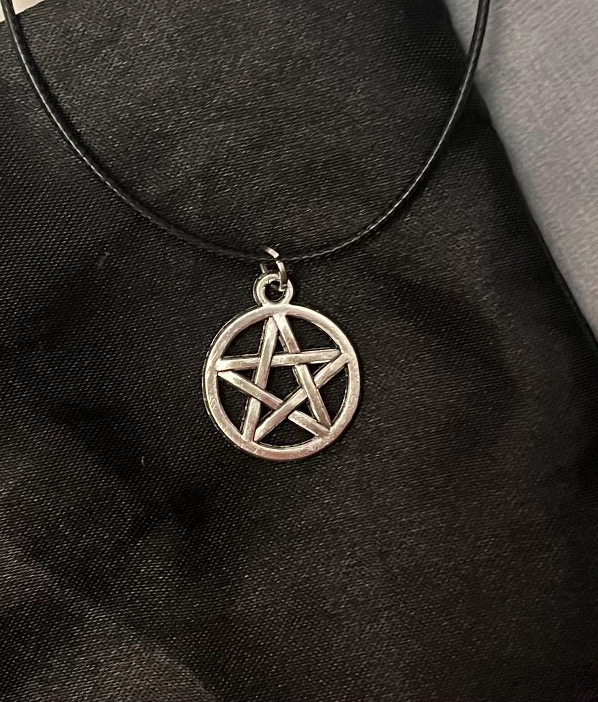 Choker Pentacle Halsband Wicca Present Pagan Hänge Stjärna Silver Imitation Gudinna Smycken Pentakel halsband