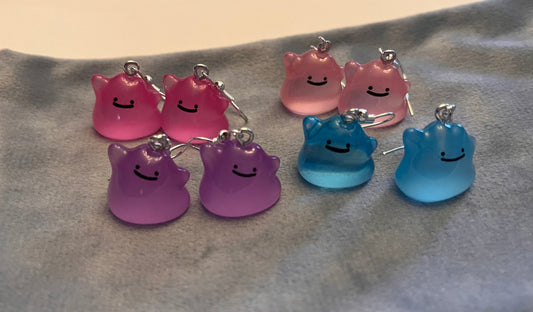 Luminous Ditto Earrings Pokémon Jewelry Gaming Gift for Pokémon Nerd Shiny Ditto Pokopia Drop Dagle Earrings Nintendo Glow in the dark