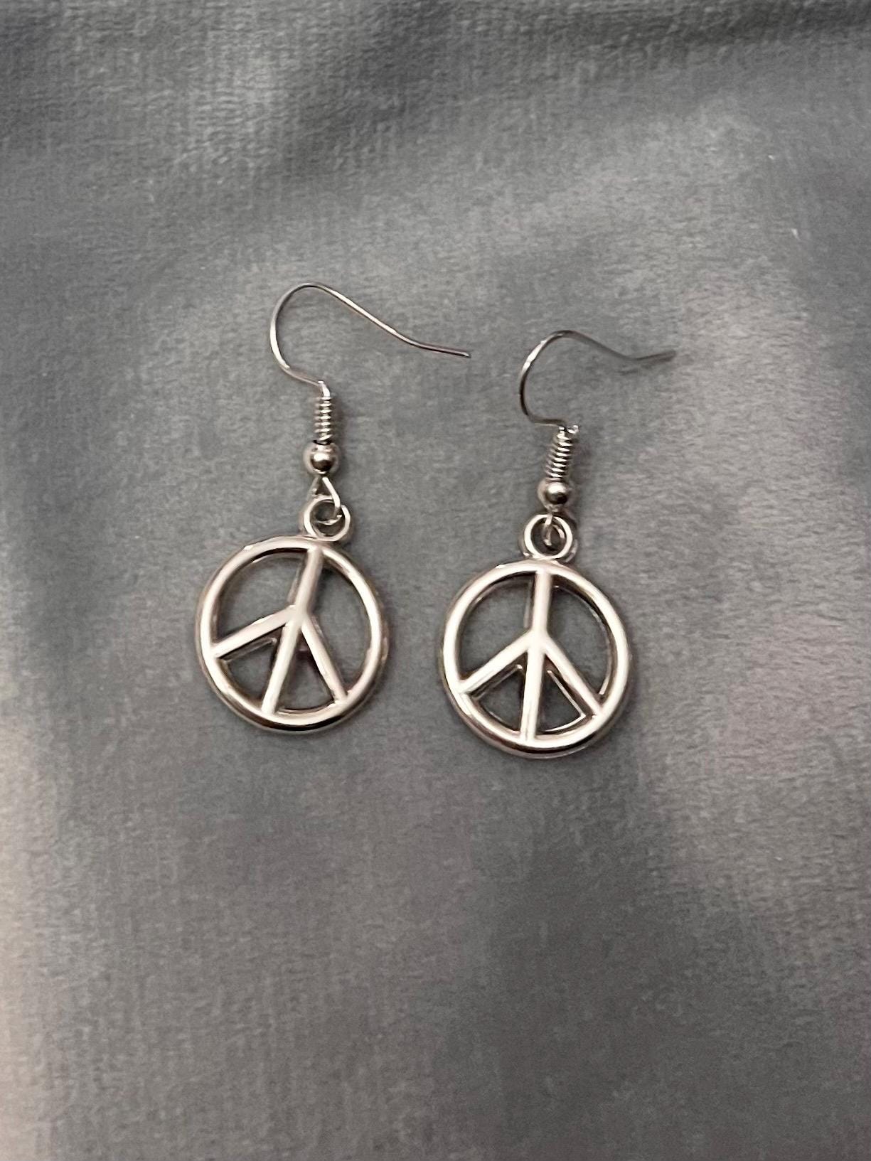 Peacemärken örhängen Fredssymbol Silverimitation Boho Örhängen Fredstecken
