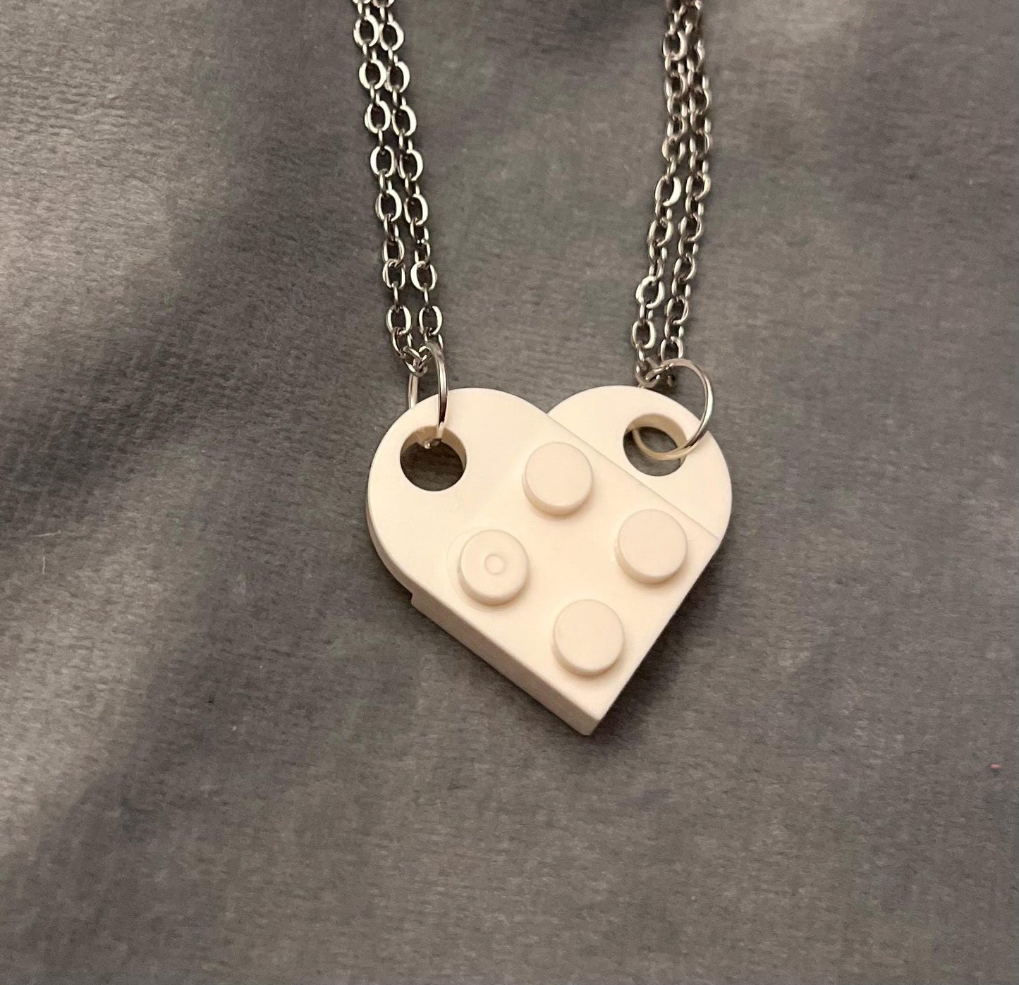 Lego Hjärta halsband för Par och Bästa Vänner Halsband Silver imitation Smycken Vänskapshalsband vänskapshjärta