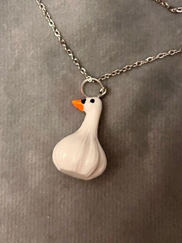 Goose Necklace Garlic Goose Charm Swan Garlic Shape Funny Geese Jewelry