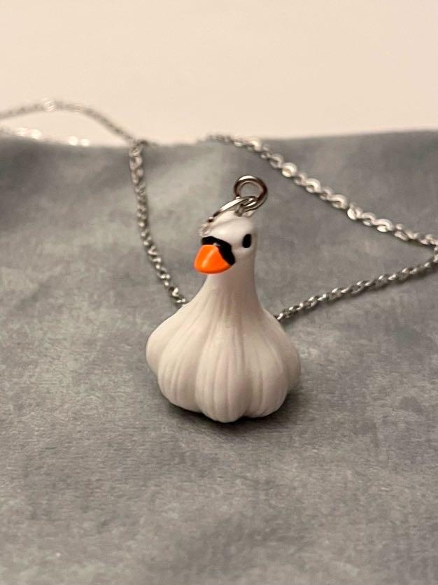 Goose Necklace Garlic Goose Charm Swan Garlic Shape Funny Geese Jewelry