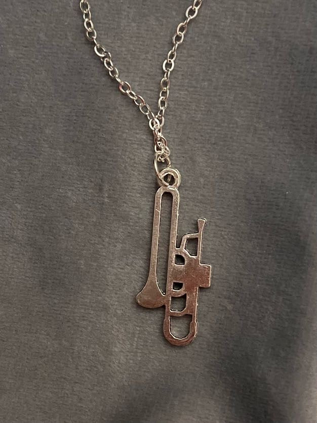 Trumpet Necklace Instrument Charm Music Necklace Silver Imitation