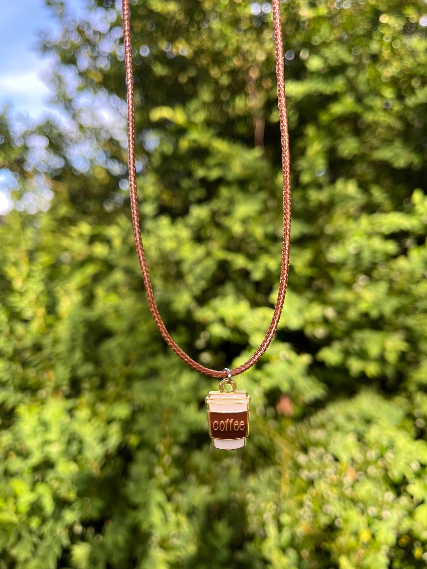 Kaffehalsband Miniatyrmatsmycken Handgjord present till kaffeälskare