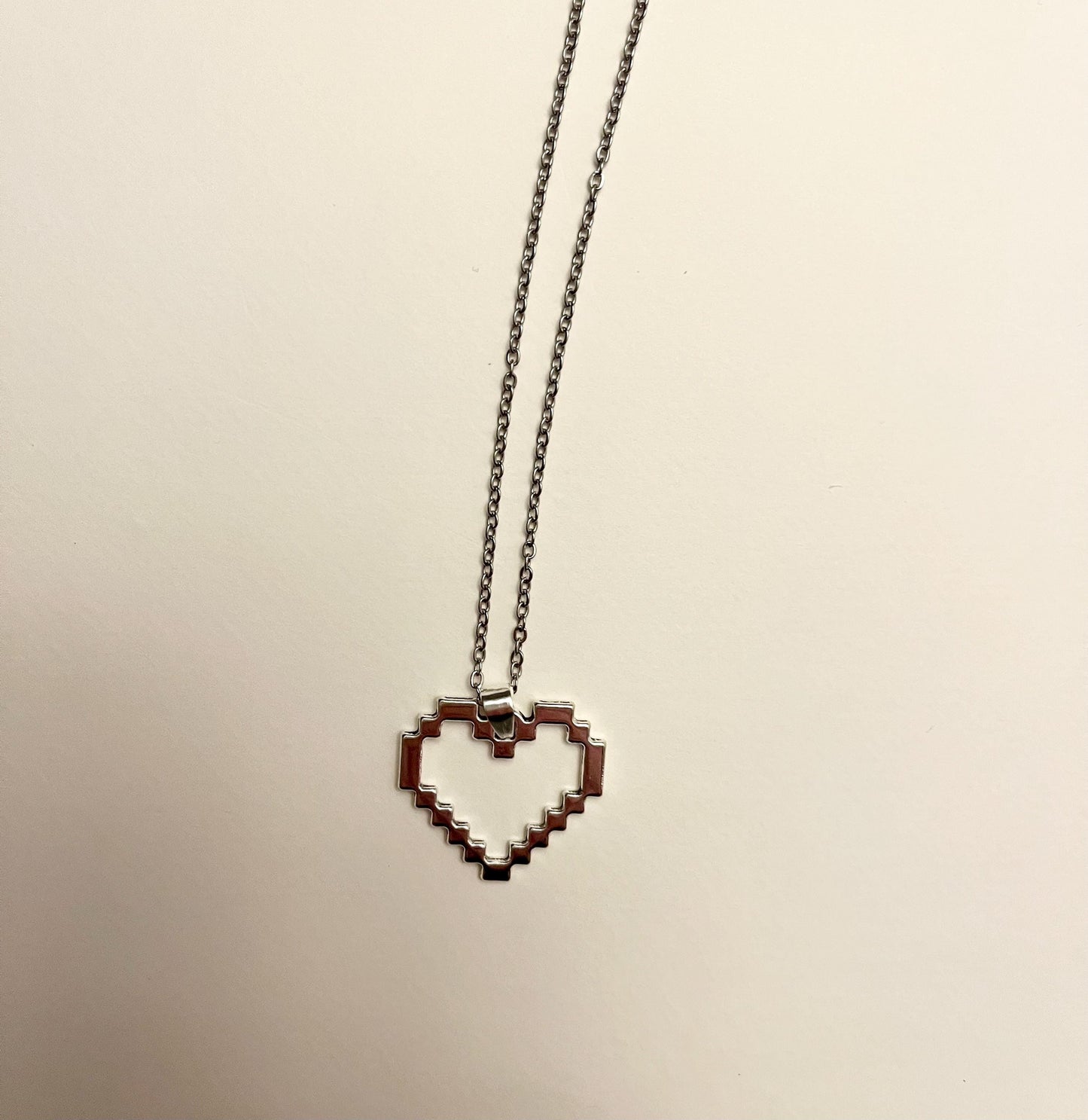 Pixel Heart Necklace for Video Game Lover  Gift for Gamer Jewelry Silver Imitation Video Game Necklace for Woman