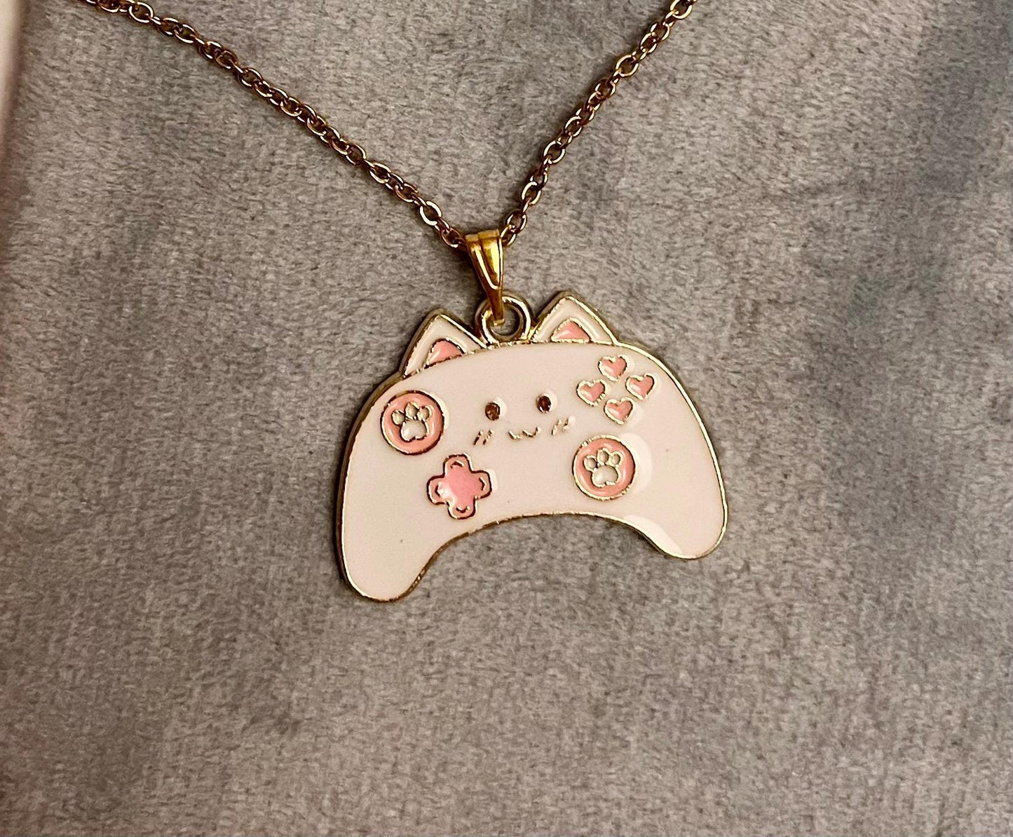 Cozy Gamer halsband för Gamer Girl Present Gamer smycken Tv-spel Konsol berlock Spelhalsband Rosa Guldimitation
