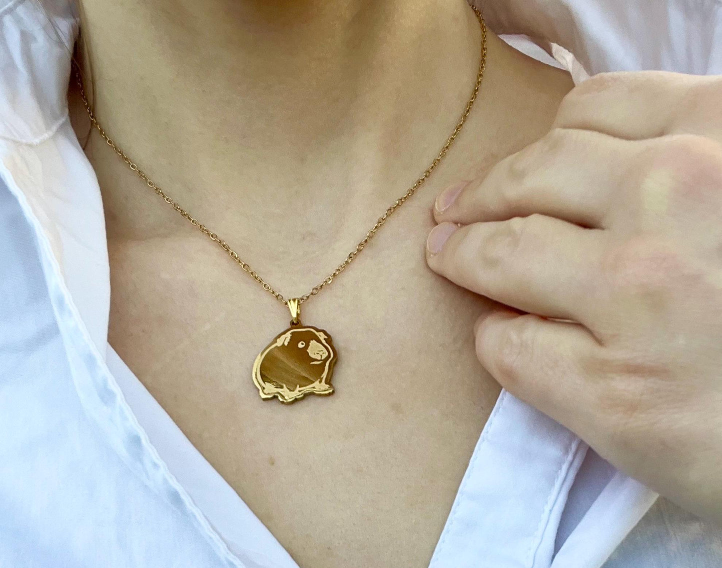 Guinea Pig Necklace Silver Gold Imitation Necklace for Guinea Pig Lover Gift for Guinea Pig Owner I love Guinea Pigs Jewelry