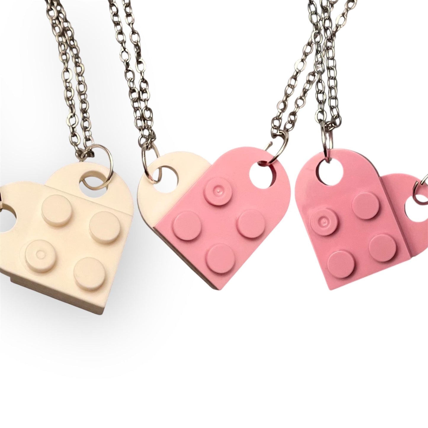 Lego Hjärta halsband för Par och Bästa Vänner Halsband Silver imitation Smycken Vänskapshalsband vänskapshjärta