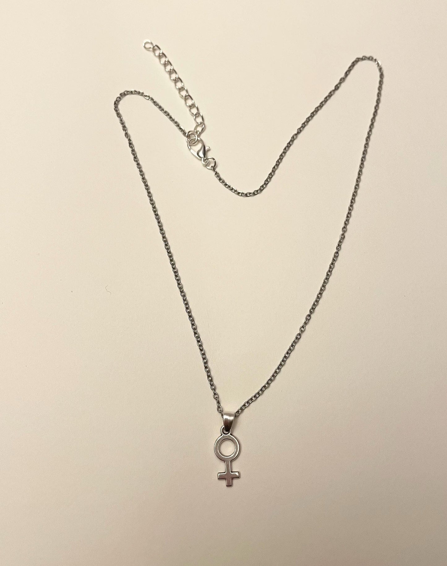 Feminist Necklace Female Symbol Gift for Feminist Minimalistic Jewelry Woman Symbol Necklace Venus Symbol Silver Imitation