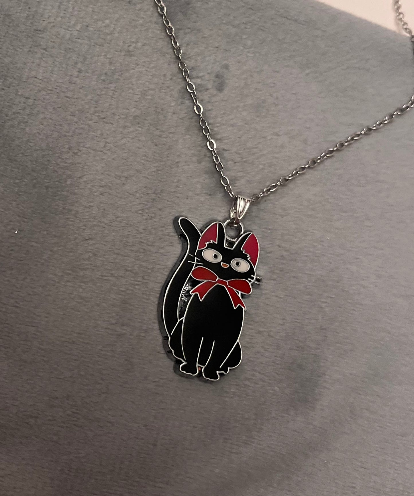 Jiji Necklace Silver Imitation Black Cat Necklace Studio Ghibli Jewelry
