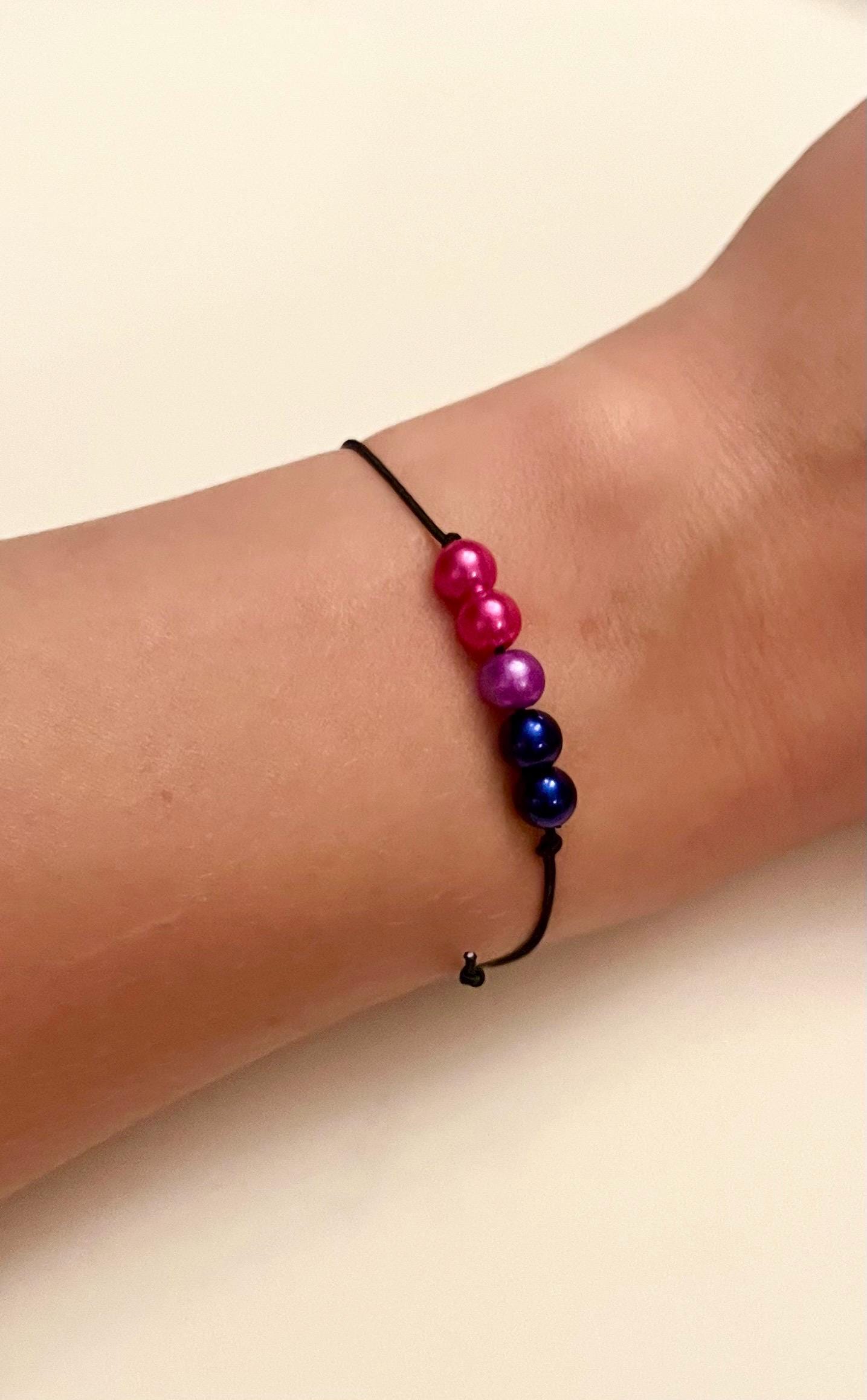 Bisexuell armband med pärlor elastiskt enkelt armband HBTQ+-smycken för Pride-månaden accessoarer