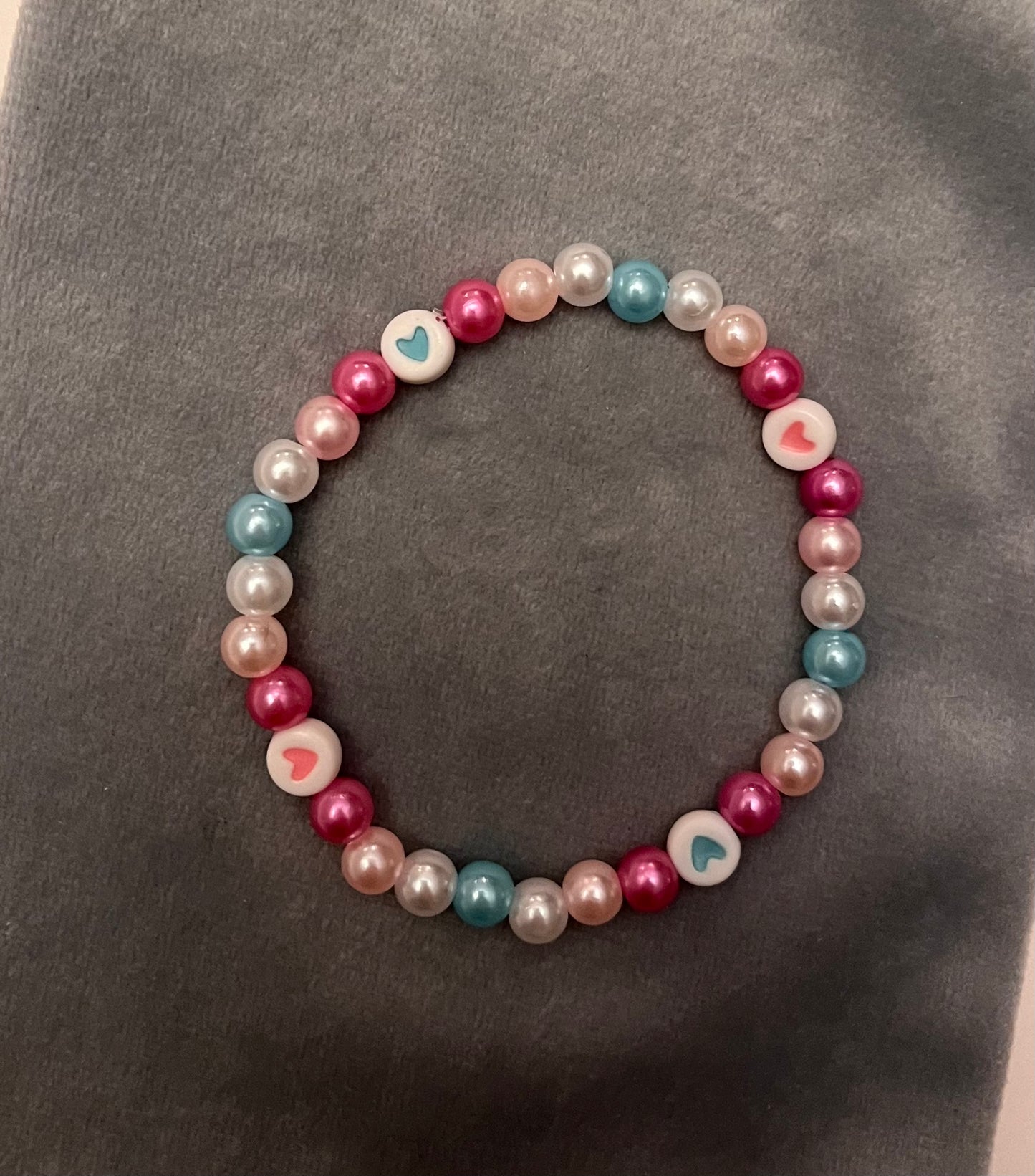 Femboy Bracelet Beaded Elastic with Hearts for Pride Season LGBTQ+ Jewelry Femboy flag colors