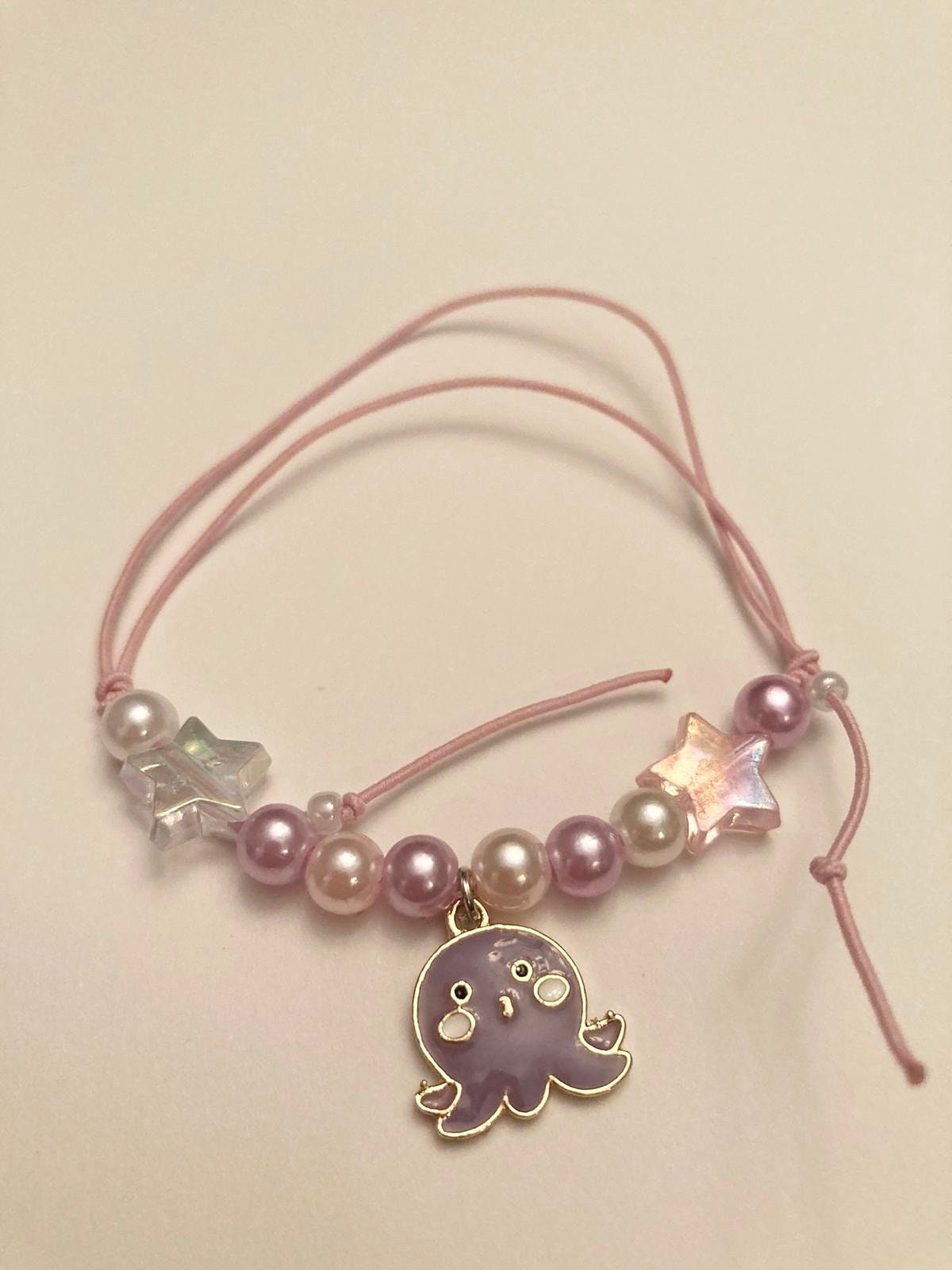 Sött armband bläckfist rosa lila sommar justerbart armband 