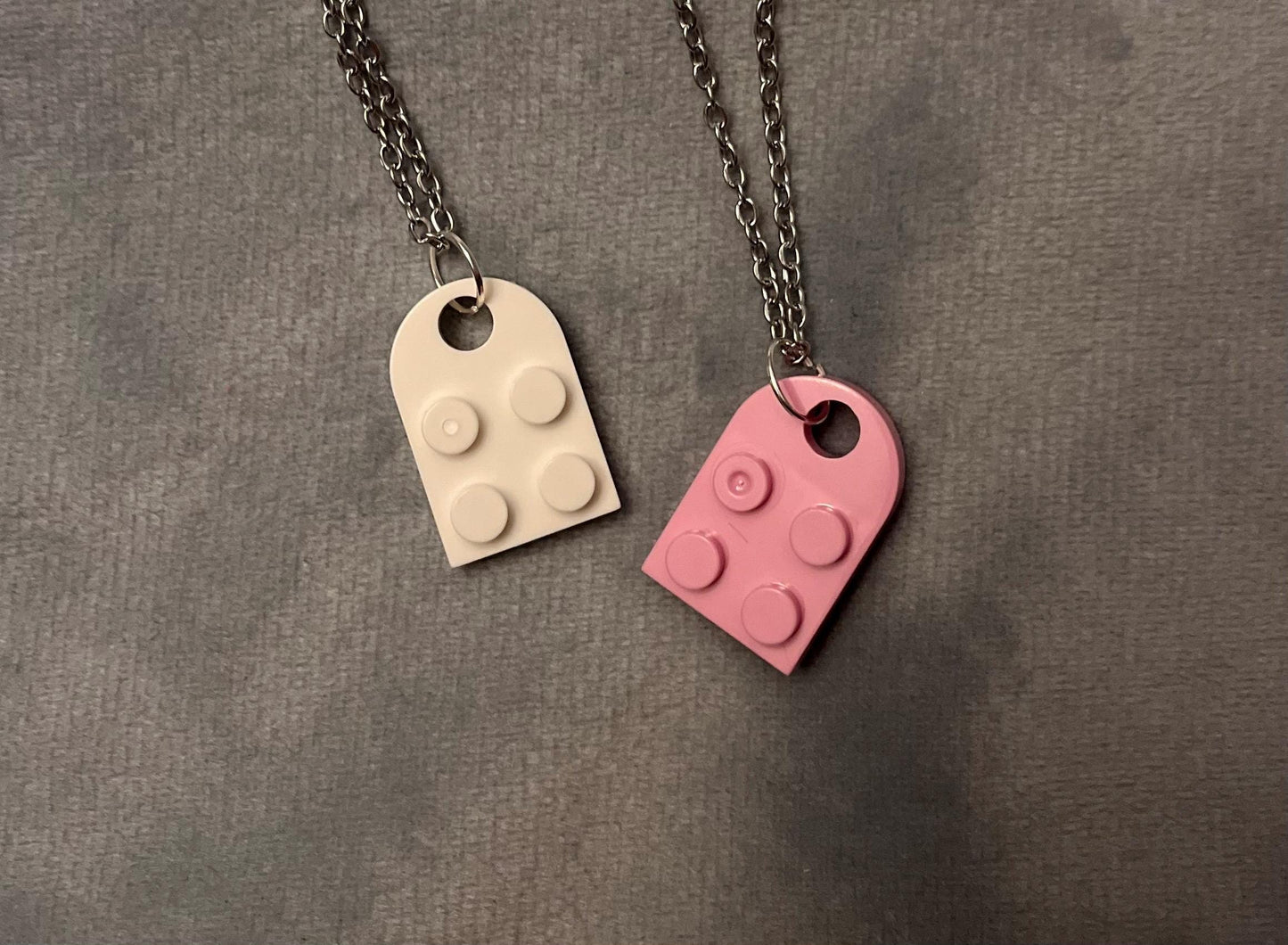 Lego Hjärta halsband för Par och Bästa Vänner Halsband Silver imitation Smycken Vänskapshalsband vänskapshjärta