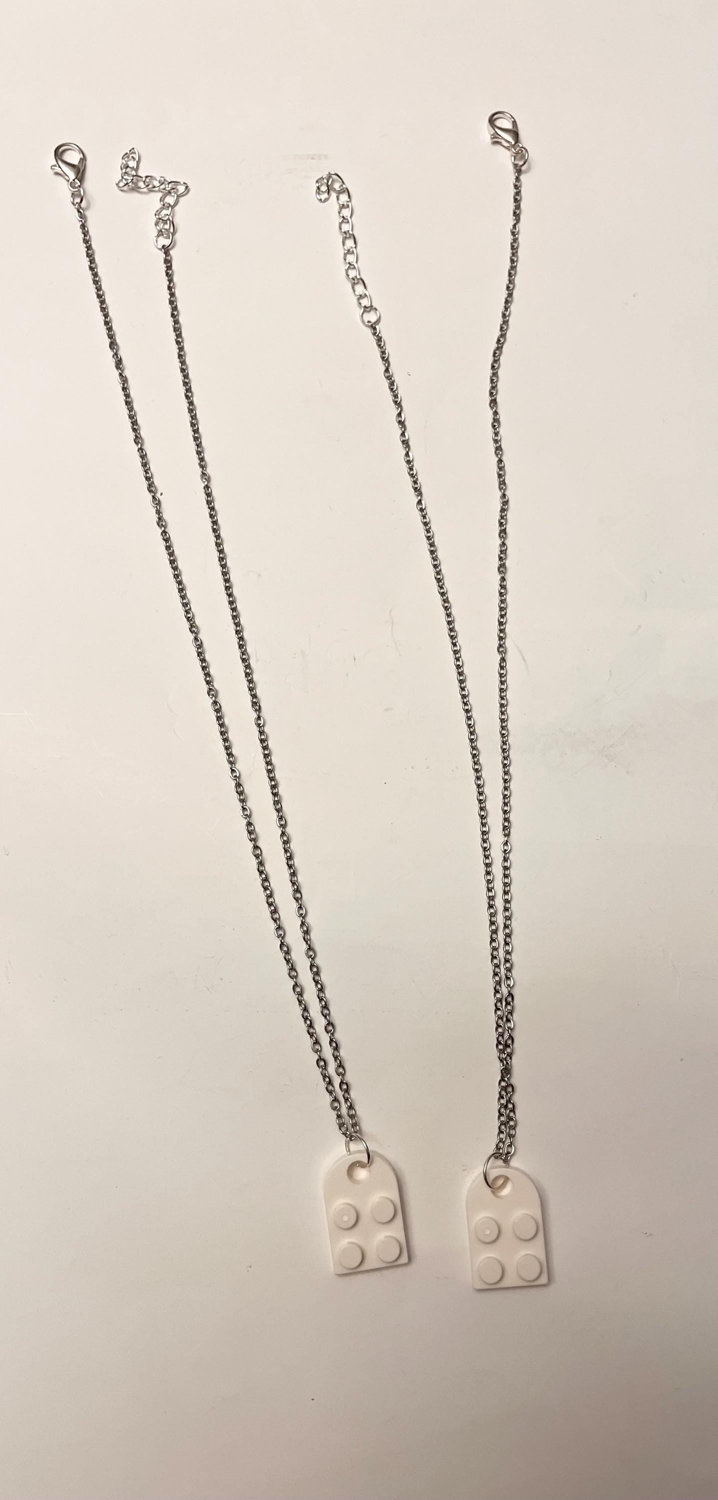 Lego Hjärta halsband för Par och Bästa Vänner Halsband Silver imitation Smycken Vänskapshalsband vänskapshjärta