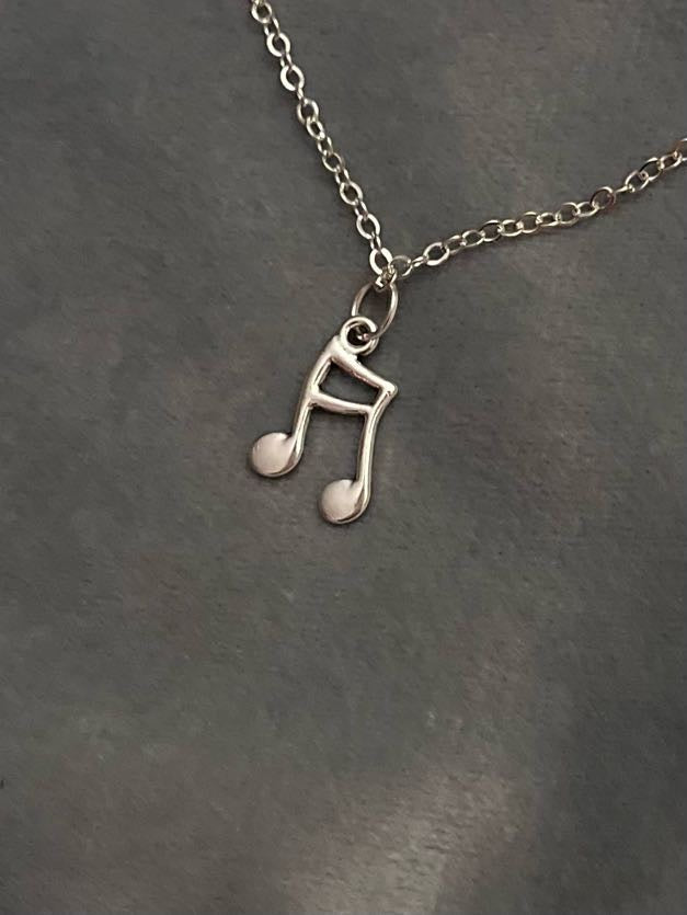 Musical Note Necklace Note Charm Music Necklace for Music Lover Gift Silver Imitation