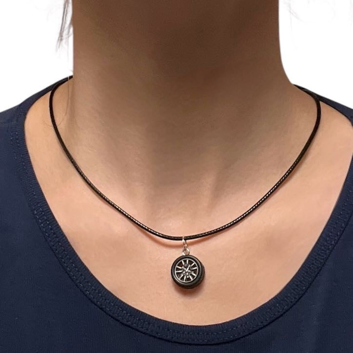 Car Tire Necklace with Wheel Pendant for Car Lover Gift for Vehicle Enthusiast Jewelry Car