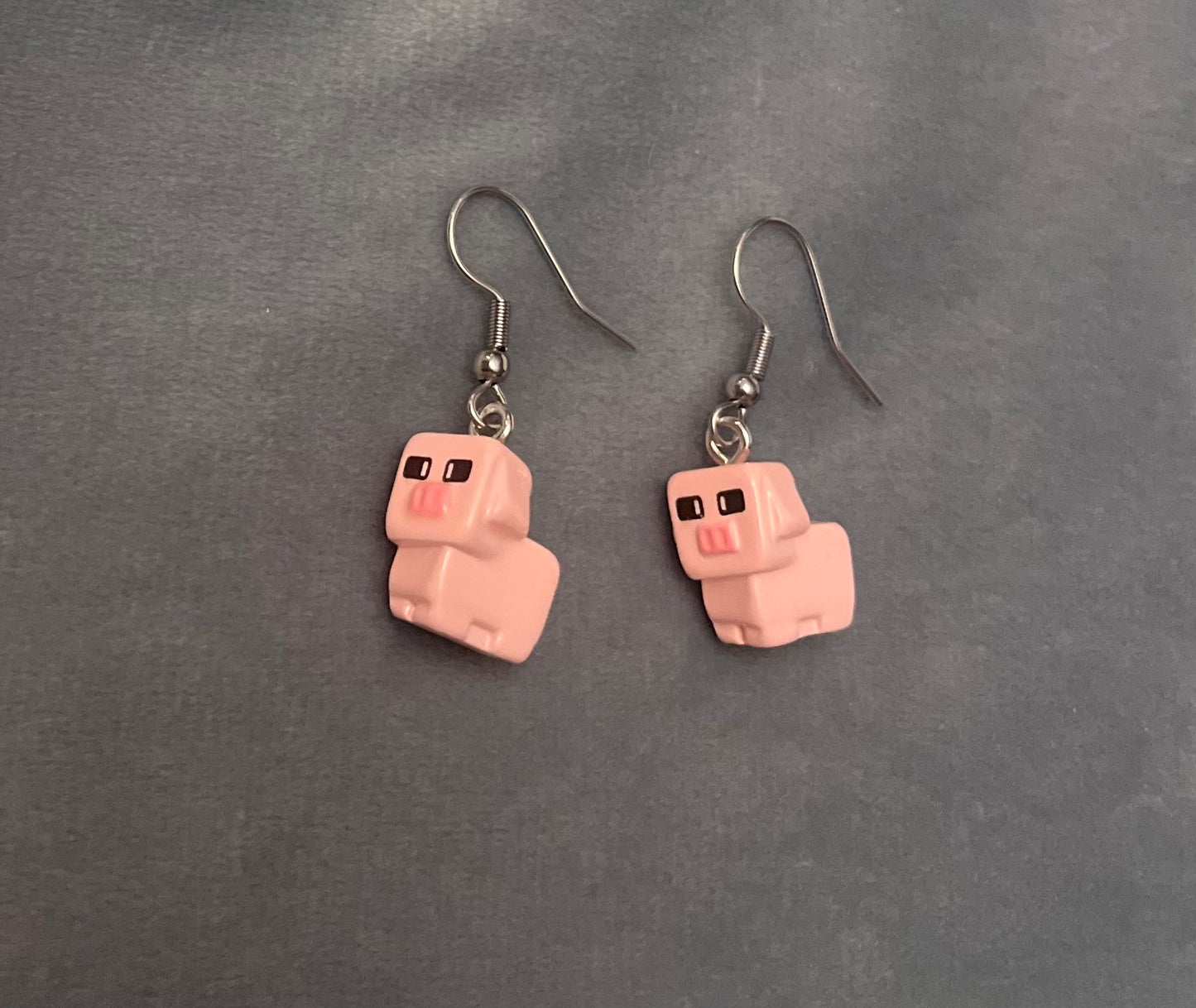 Minecraft Pig Earrings Drop Dangle Minecraft Jewelry Pig Charms