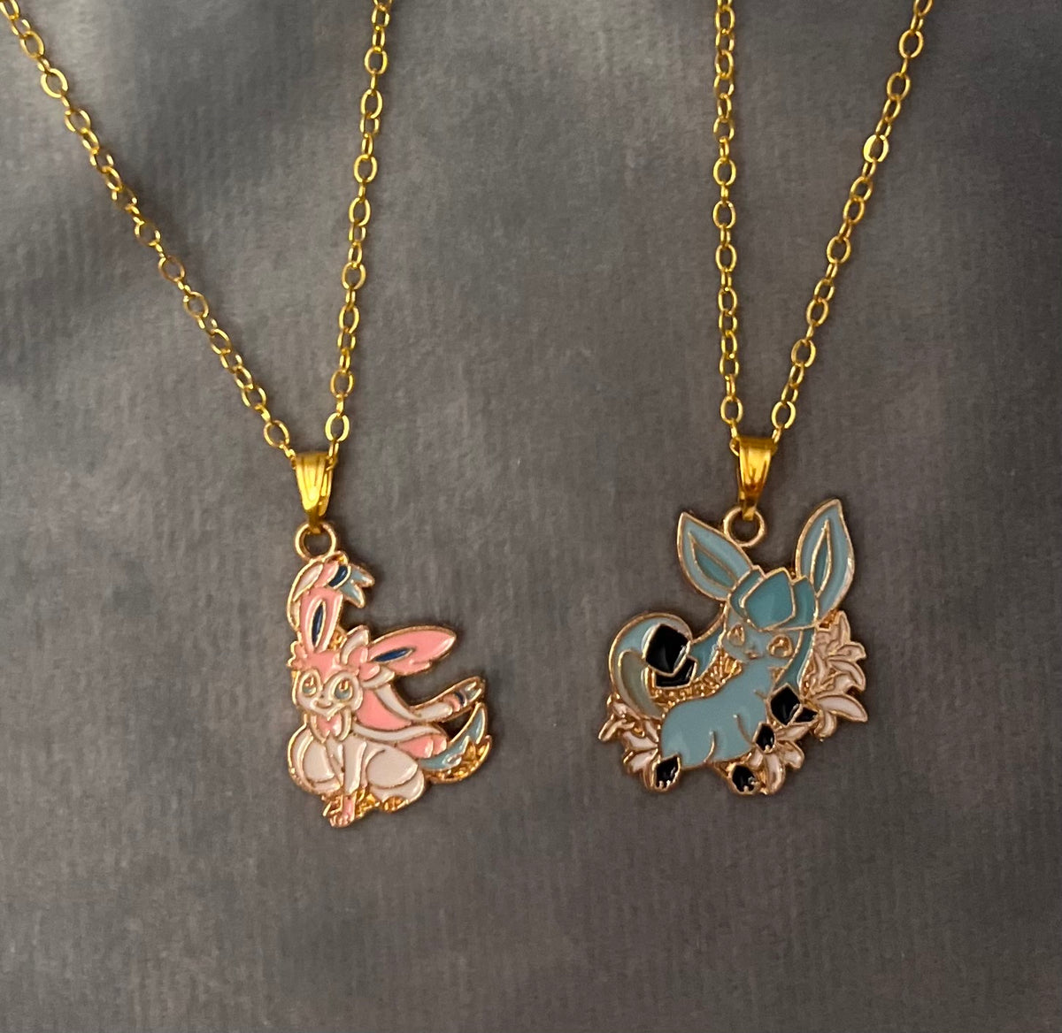 Sylveon Glaceon Necklace Eeveelutions Jewelry  Pokemon Necklace Sylveon Charm Glaceon Pendant Eeveelution