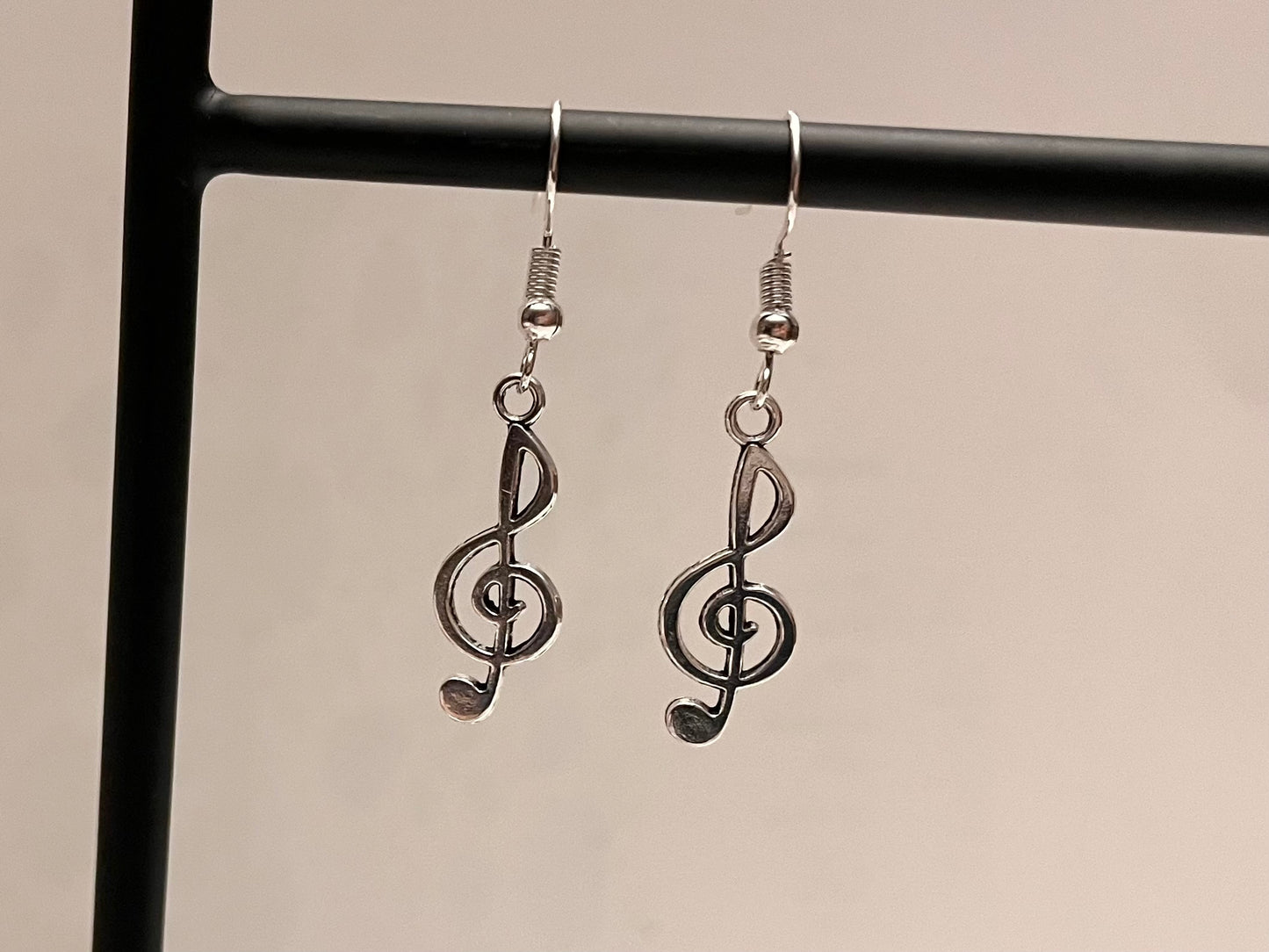 Treble Clef Earrings G-clef Charm Music Earrings Note Silver Imitation