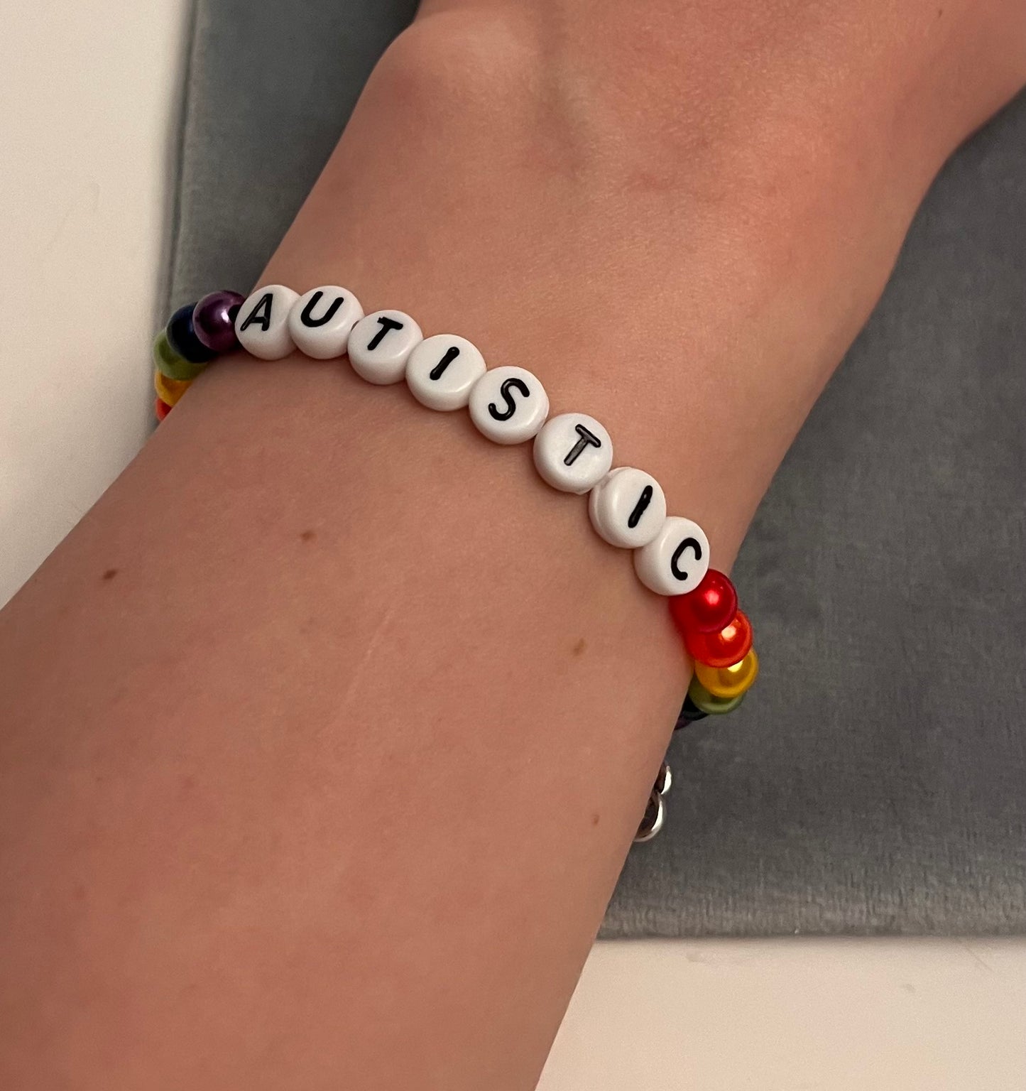Autism Bracelet Elastic Beaded Bracelet Autism Awareness ASD Jewelry Autistic Bracelet Rainbow Colors