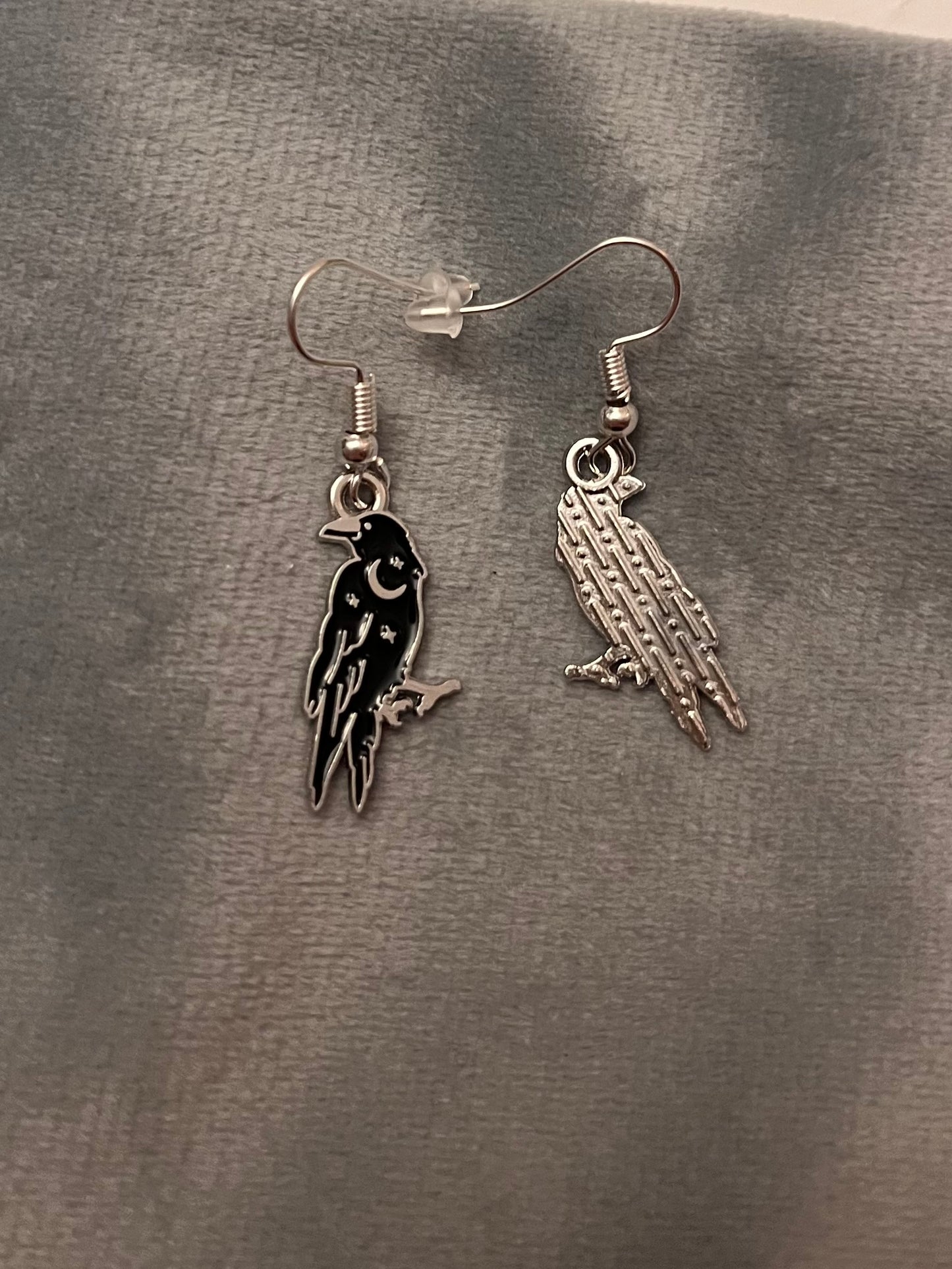 Magic Raven Earrings Crow Jewelry Wicca Gift Pagan Pendant Star Silver Imitation Crescent Moon Godess Jewelry