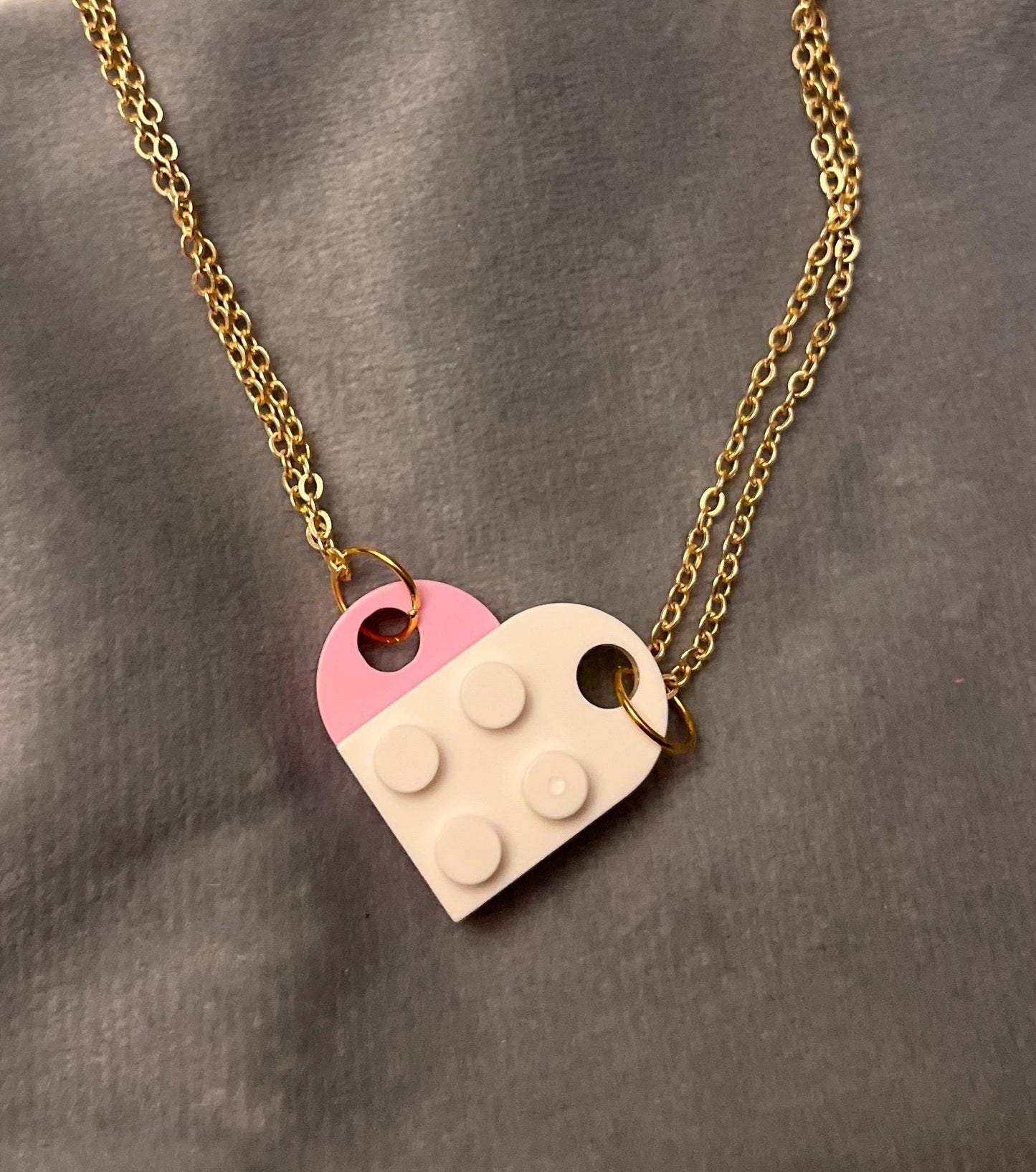 Lego Hjärta halsband för Par och Bästa Vänner Halsband Guld imitation Smycken Vänskapshalsband vänskapshjärta