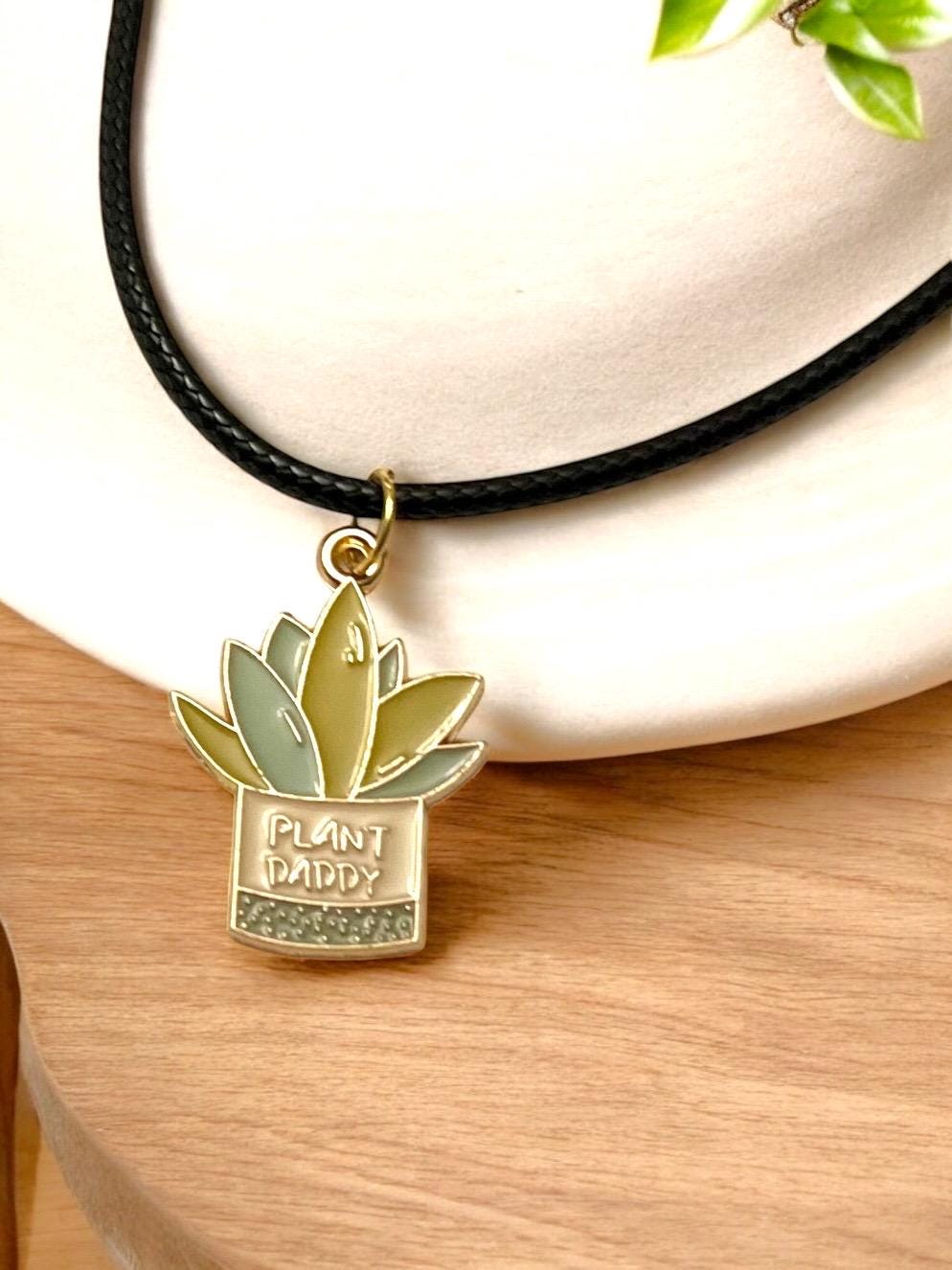Plant Daddy Halsband med krukväxtsmycken för växtälskare Gåva Plant Dad Charm Växthänge Jag älskar växter