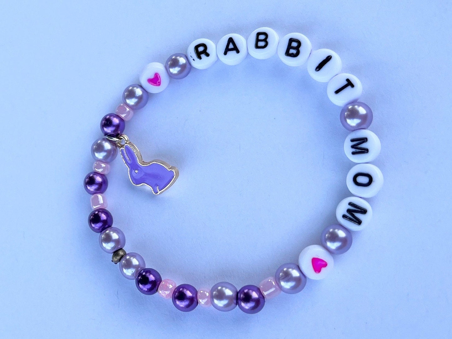 Rabbit Mom armband pärlat Elastiskt Handgjort Smycke Kaninberlock Present till Kaninägare