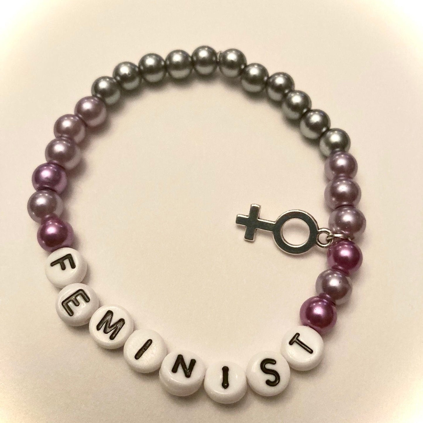FEMINIST Bracelet Beaded Elastic Stretch Bracelet with Bead Letters Gift for Feminist Accessories Feminism Jewelry Womens Rights