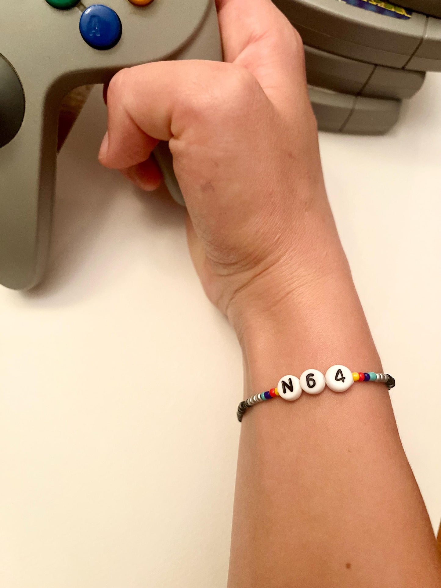 Nintendo 64 Bracelet Retro Video Game Bracelet for Retro Gamer N64 Jewelry Nintendo Gift N64 Nostalgic Simple Bracelet with Seed Beads