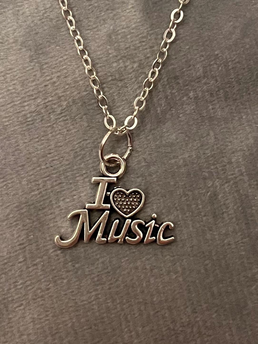 I Love Music halsband för musikälskare present smycken silverimitation