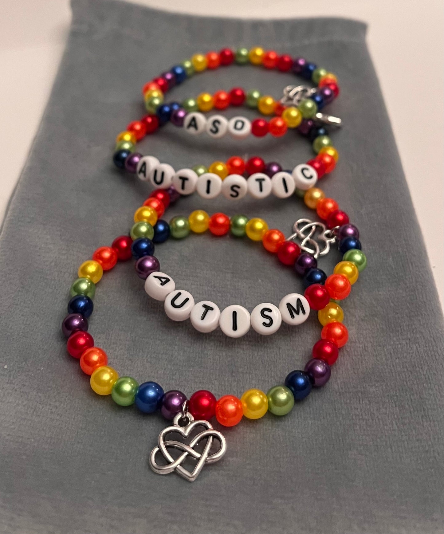 Autism Bracelet Elastic Beaded Bracelet Autism Awareness ASD Jewelry Autistic Bracelet Rainbow Colors