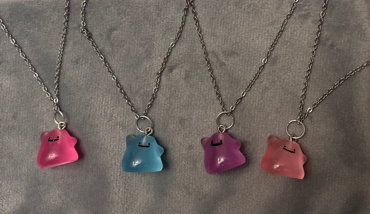 Luminous Ditto Necklace Pokémon Jewelry Ditto Pendant Video Game Necklace for Pokémon Fan Shiny Ditto Luminary Nintendo merch