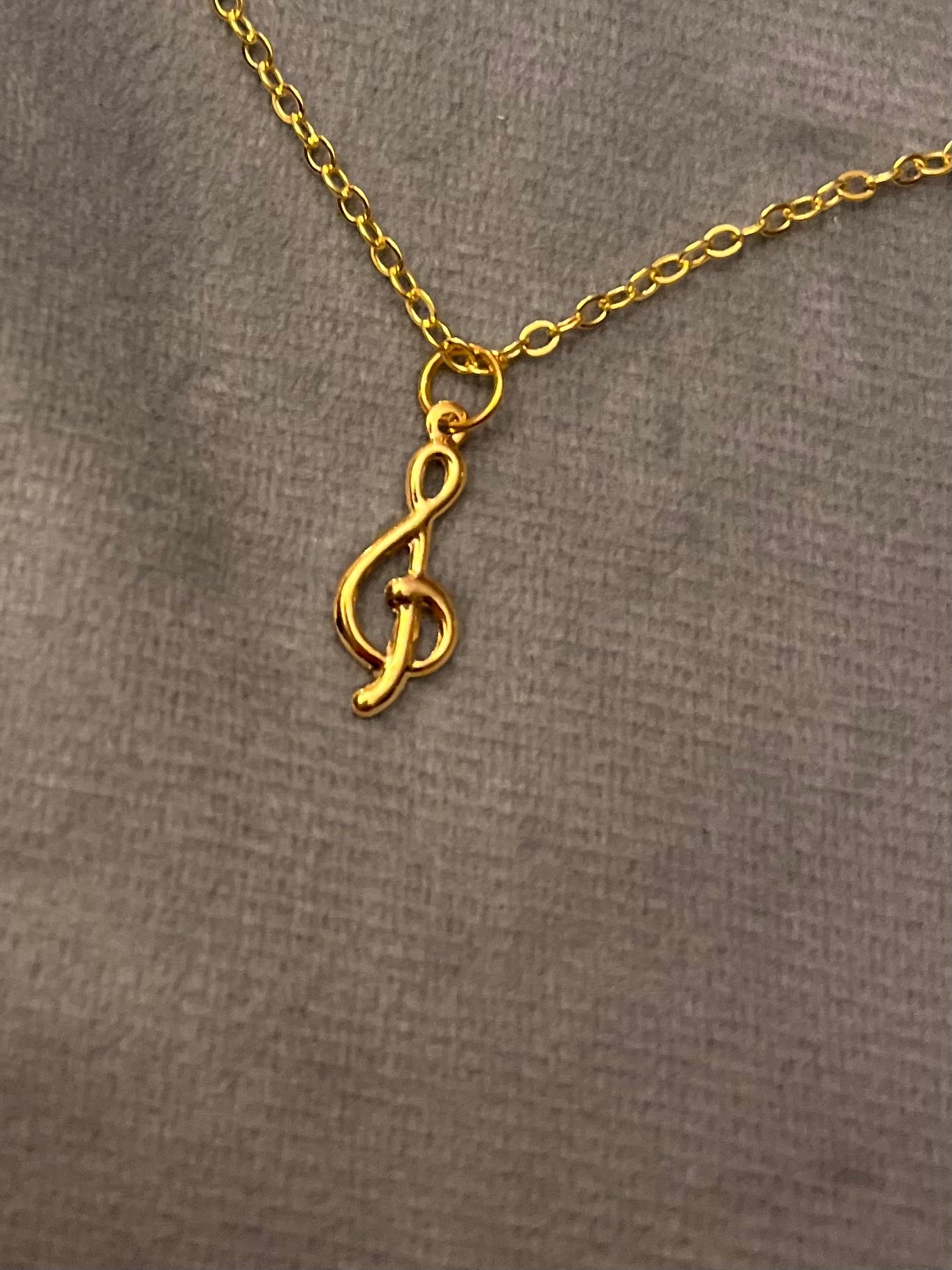 Treble Clef Necklace G-clef Charm Music Necklace Note Gold  Imitation