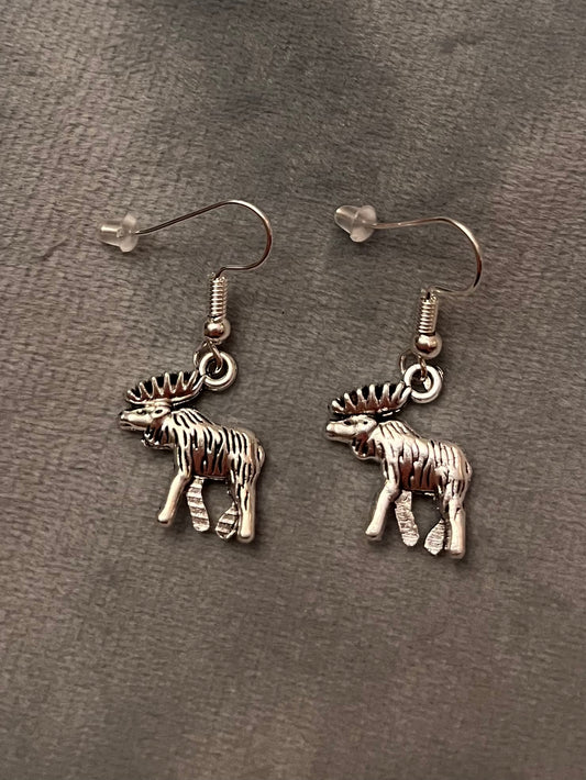 Moose Earrings Silver Imitation Swedish Souvenir