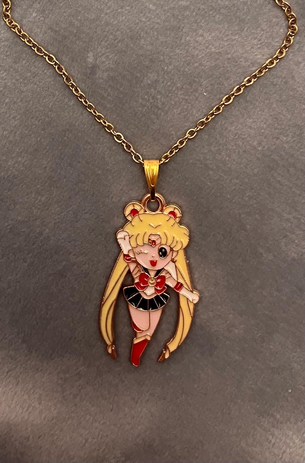 Sailor Moon Halsband Anime Smycken Present till Sailor Moon Fan Sailor Moon Merchandise Chibi Style Usagi Tsukino Sailor Moon Guldhänge